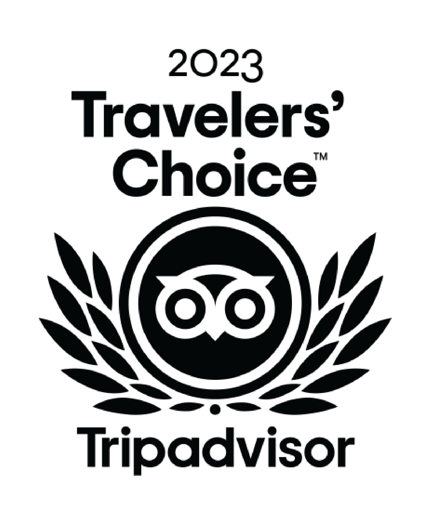 2023 TripAdvisor Travelers' Choice Award logo, recognizing outstanding hospitality and customer satisfaction.